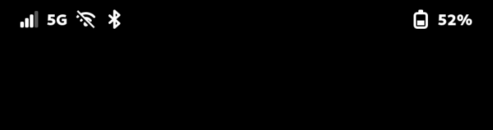 The top bar after the fix, showing 5G service and accurate signal bars.